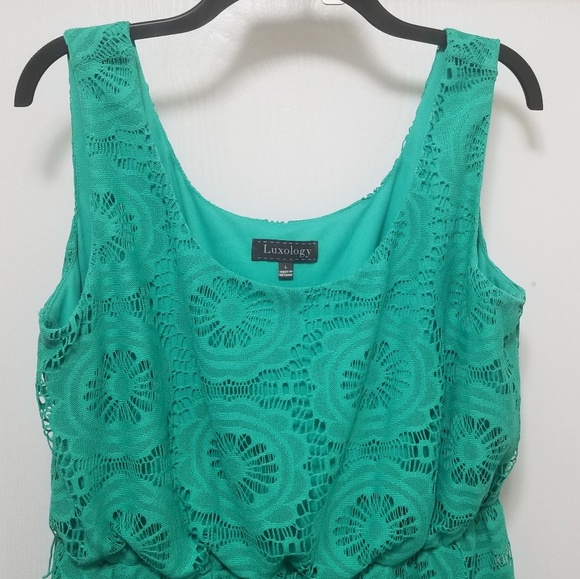 Light Teal Green high/low dress - Picture 3 of 7